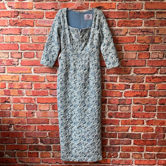 JS Collections Remi Sweetheart Column Gown in Slate Blue - Picture 5 of 17